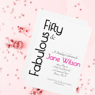 Elegante Roze 50 en Fabulous Verjaardagsfeest Kaart