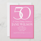 Elegante Roze 50ste Verjaardagsfeest Script  Kaart (Voorkant)