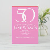 Elegante Roze 50ste Verjaardagsfeest Script  Kaart (Staand voorkant)
