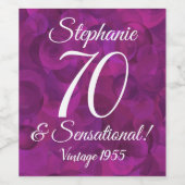 Elegante roze 70 en sensationele verjaardag wijn etiket (Enkel label)