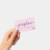 Elegante Roze aangepaste bedrijfslogo script naam Badge (Handheld)