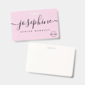 Elegante Roze aangepaste bedrijfslogo script naam Badge (Voor- en achterkant)