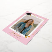 Elegante roze aankondigingskaart voor eindexamenfo folie uitnodiging (Gedraaid)