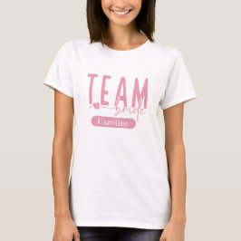 Elegante Roze aanpasbare Team Bruid Squad T-shirt