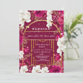 Elegante Roze Aardse Kleur Bloemen Indische Bruilo Kaart (Staand voorkant)