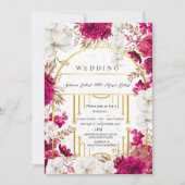 Elegante Roze Aardse Kleur Bloemen Indische Bruilo Kaart (Voorkant)