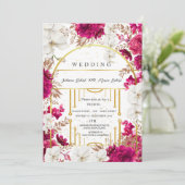 Elegante Roze Aardse Kleur Bloemen Indische Bruilo Kaart (Staand voorkant)