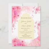 Elegante Roze Aardse Kleur Bloemen Indische Bruilo Kaart (Voorkant)