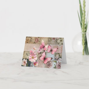 Elegante Roze Abstracte Art Collage Blank Note Kaa Feestdagen Kaart