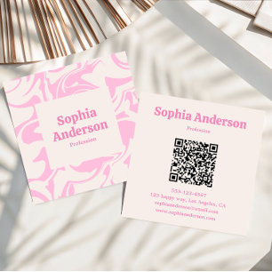 Elegante Roze Abstracte Patroon Vierkante Visiteka Visitekaartje