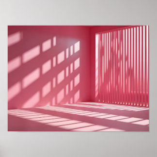 Elegante roze achtergrond met licht en schaduwspel poster