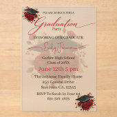 Elegante Roze Afstudeer Uitnodiging Template (Voorkant)