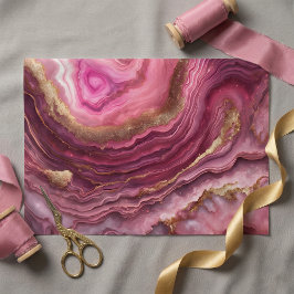 Elegante Roze Agaat Marmer Gouden Glitter Geode Tissuepapier
