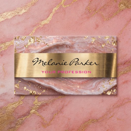 Elegante roze agaat marmeren metalen visitekaartje