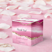 Elegante roze agaat steen gouden glitter bruiloft bedankdoosjes