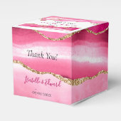 Elegante roze agaat steen gouden glitter bruiloft bedankdoosjes (Voorkant Zijde)