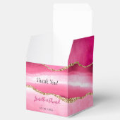 Elegante roze agaat steen gouden glitter bruiloft bedankdoosjes (Geopend)