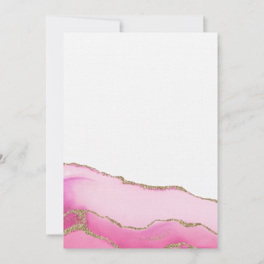 Elegante Roze Agaat Stone Goud Inlay bruiloft Kaart (Achterkant)