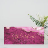 Elegante Roze Agate Cadeaubon Gift Card (Staand voorkant)