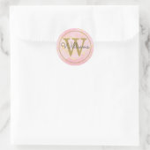 Elegante Roze Agate Geode Gouden Monogram Schrift Ronde Sticker (Tas)