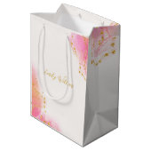 Elegante Roze Alcohol Inkt Goud Glitter Feest Medium Cadeauzakje (Achterkant Gekanteld)