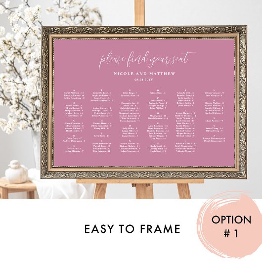 Elegante roze alfabetische bruiloft zitgrafiek poster