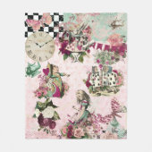 Elegante roze Alice in Wonderland Fleece Deken (Voorkant)
