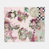 Elegante roze Alice in Wonderland Fleece Deken (Voorkant (Horizontaal))