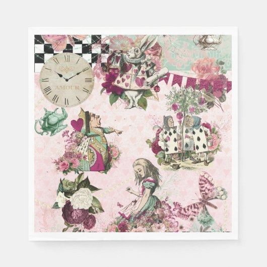 Elegante roze Alice in Wonderland Servet (Voorkant)