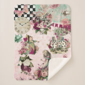 Elegante roze Alice in Wonderland Sherpa Deken (Voorkant)