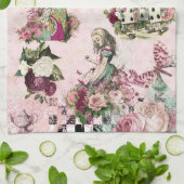 Elegante roze Alice in Wonderland Theedoek (Gevouwen)