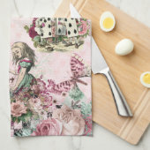Elegante roze Alice in Wonderland Theedoek (Quarter Fold)