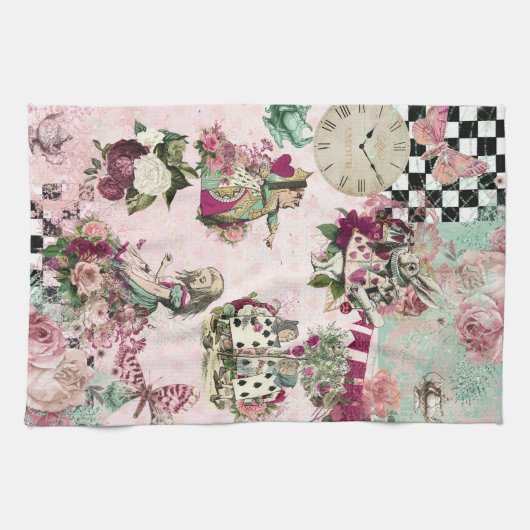 Elegante roze Alice in Wonderland Theedoek (Horizontaal)