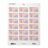 Elegante Roze Ananas Confetti Holografisch Etiket (Full Sheet)