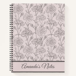 Elegante Roze Anjer Dankbaarheidsdagboek Notitieboek