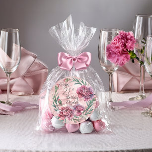 Elegante Roze Anjers 21e Verjaardagsfeest Ronde Sticker