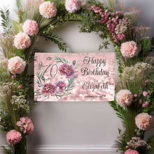 Elegante Roze Anjers 70e Verjaardagsfeest Spandoek