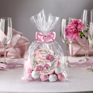 Elegante Roze Anjers Bruiloftsborrel Ronde Sticker