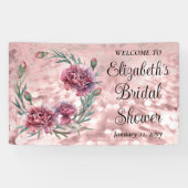 Elegante Roze Anjers Bruiloftsborrel Spandoek (Horizontaal)