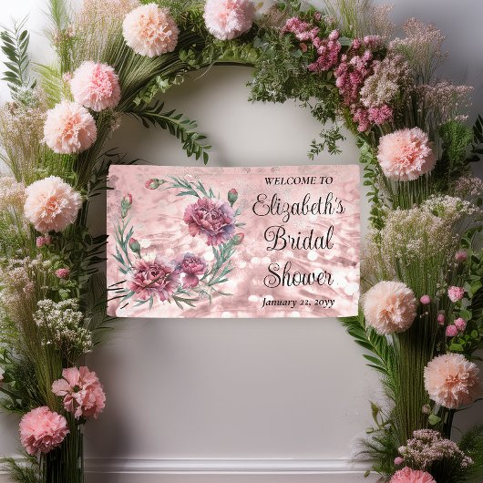 Elegante Roze Anjers Bruiloftsborrel Spandoek