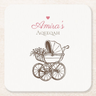 Elegante Roze Aqiqah Onderzetters Vintage Babytran