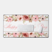Elegante Roze Aquarel Bloem Bureaumat (Keyboard & Muis)