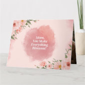 Elegante Roze Aquarel Bloem Moederdag Kaart (Voorkant)