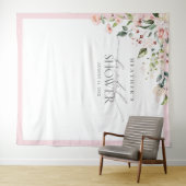 Elegante Roze Aquarel Bloem Shower Fotohokje Wandkleed (In Situ (horizontaal))