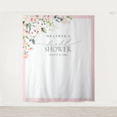 Elegante Roze Aquarel Bloem Shower Fotohokje Wandkleed (Voorkant)
