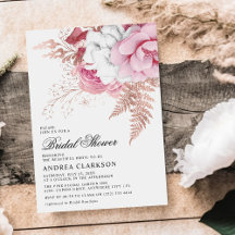 Elegante Roze Aquarel Bloemachtige Bruidsdouche