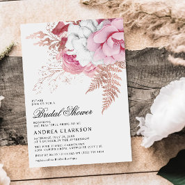 Elegante Roze Aquarel Bloemachtige Bruidsdouche Kaart