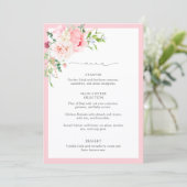 Elegante Roze Aquarel Bloemen Bruidsdiner Menu (Staand voorkant)
