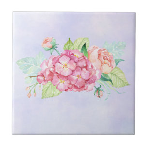 Elegante Roze Aquarel Bloemenboeket Tegeltje