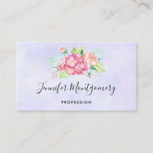 Elegante Roze Aquarel Bloemenboeket Visitekaartje